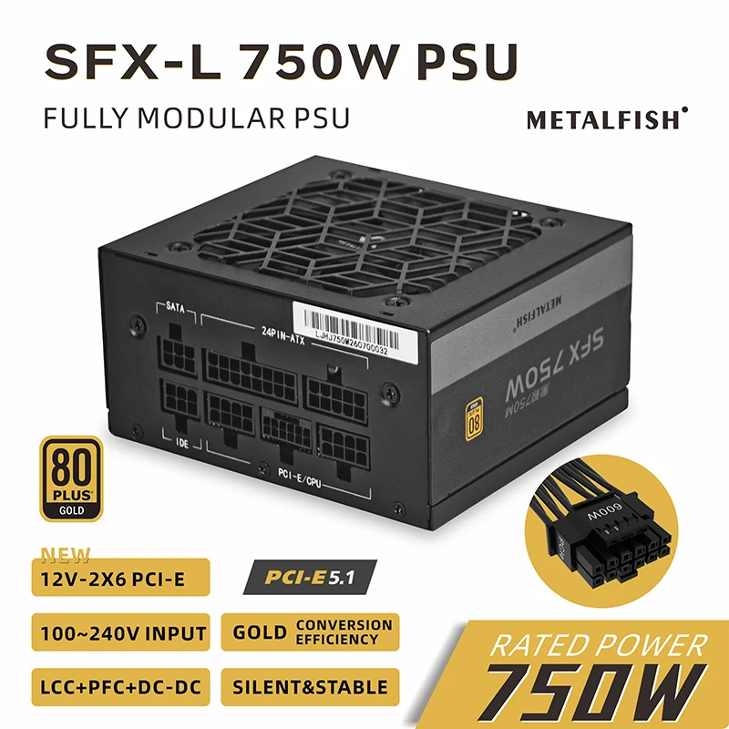 Power Supply 750W - SFX 750W 80PLUS Gold พาวเวอร์ซัพพลายสีดำ แบบฟูลโมดูลาร์