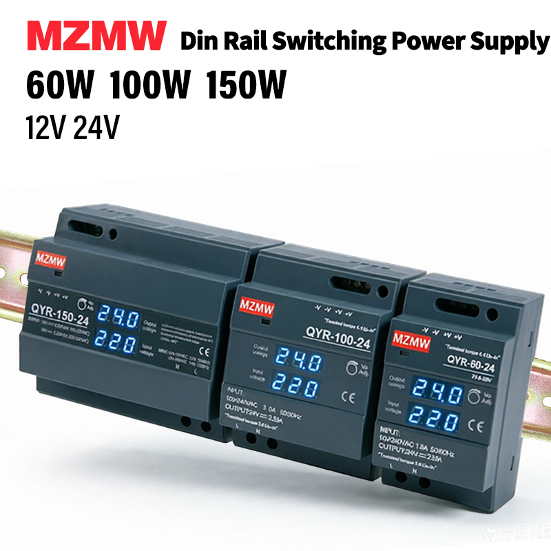 Smps Power Supply - แหล่งจ่ายไฟแบบสวิตชิ่ง MZMW 60W 100W 150W สำหรับติดตั้งบนราง