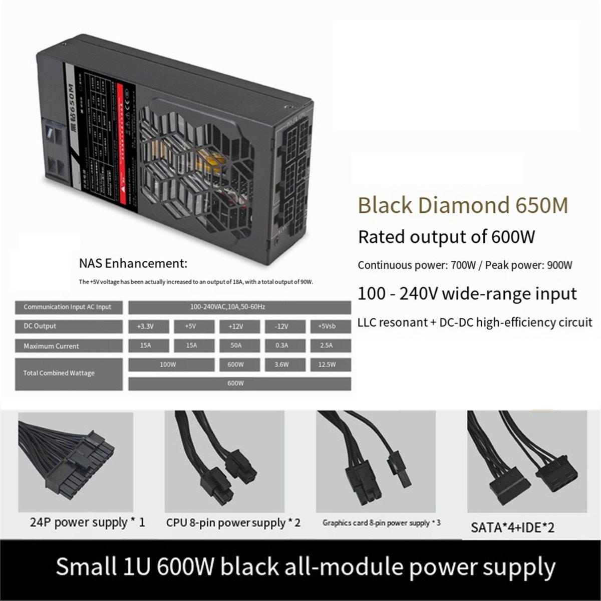 Flex Atx Power Supply 600W 1U - A14G Flex 600W แหล่งจ่ายไฟแบบโมดูลาร์ขนาดเล็ก 1U สำหรับคอมพิวเตอร์