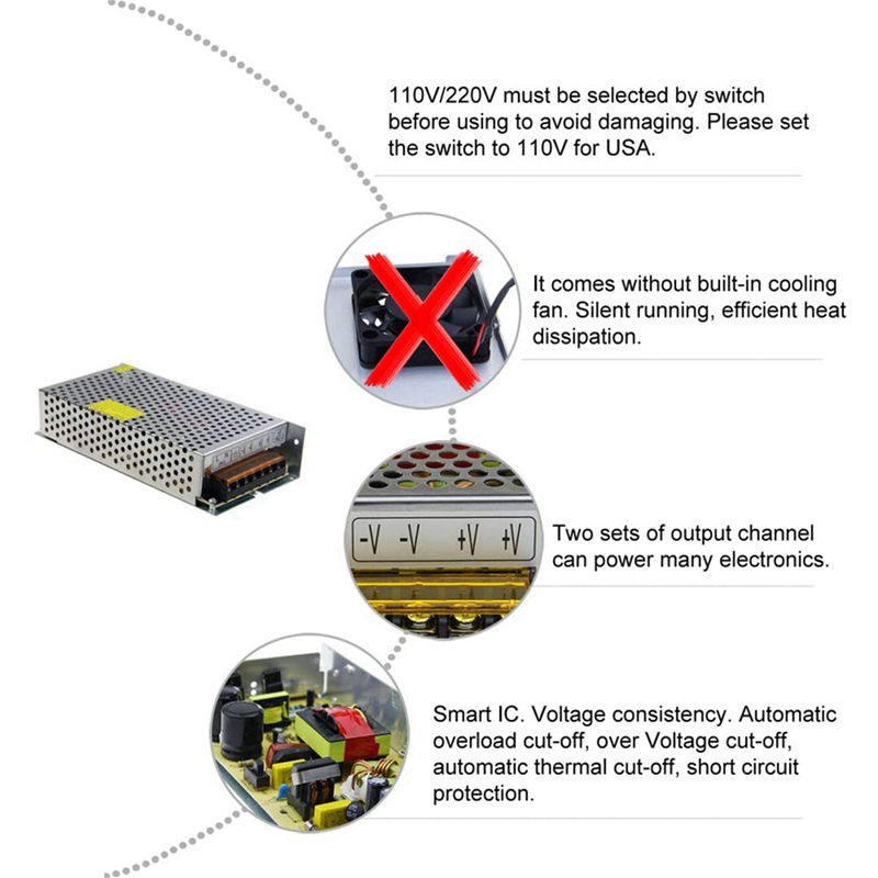 DC 12V 15A 180W หม้อแปลงไฟฟ้าส - Power Supply 12V บทวิจารณ์และราคา